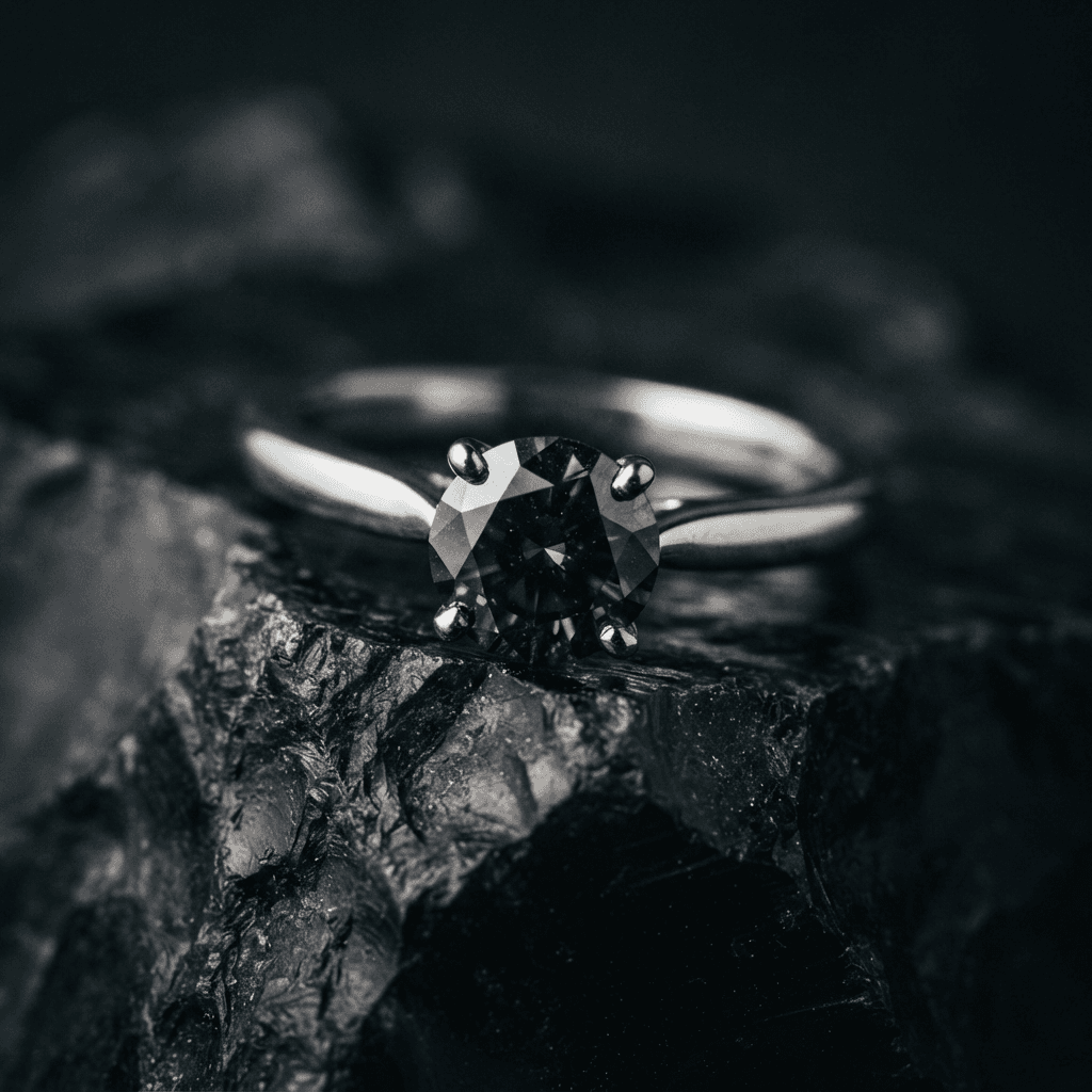 Onyx Black Diamond Ring in Platinum