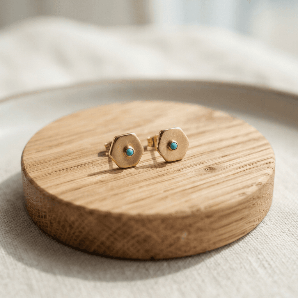 Kavi Geometric Studs in 22K gold
