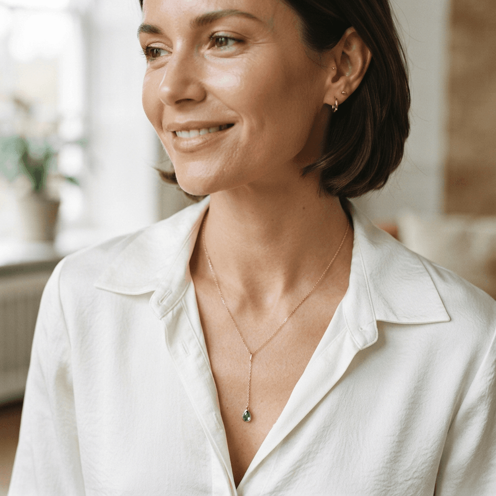 Contemporary rose gold Y necklace